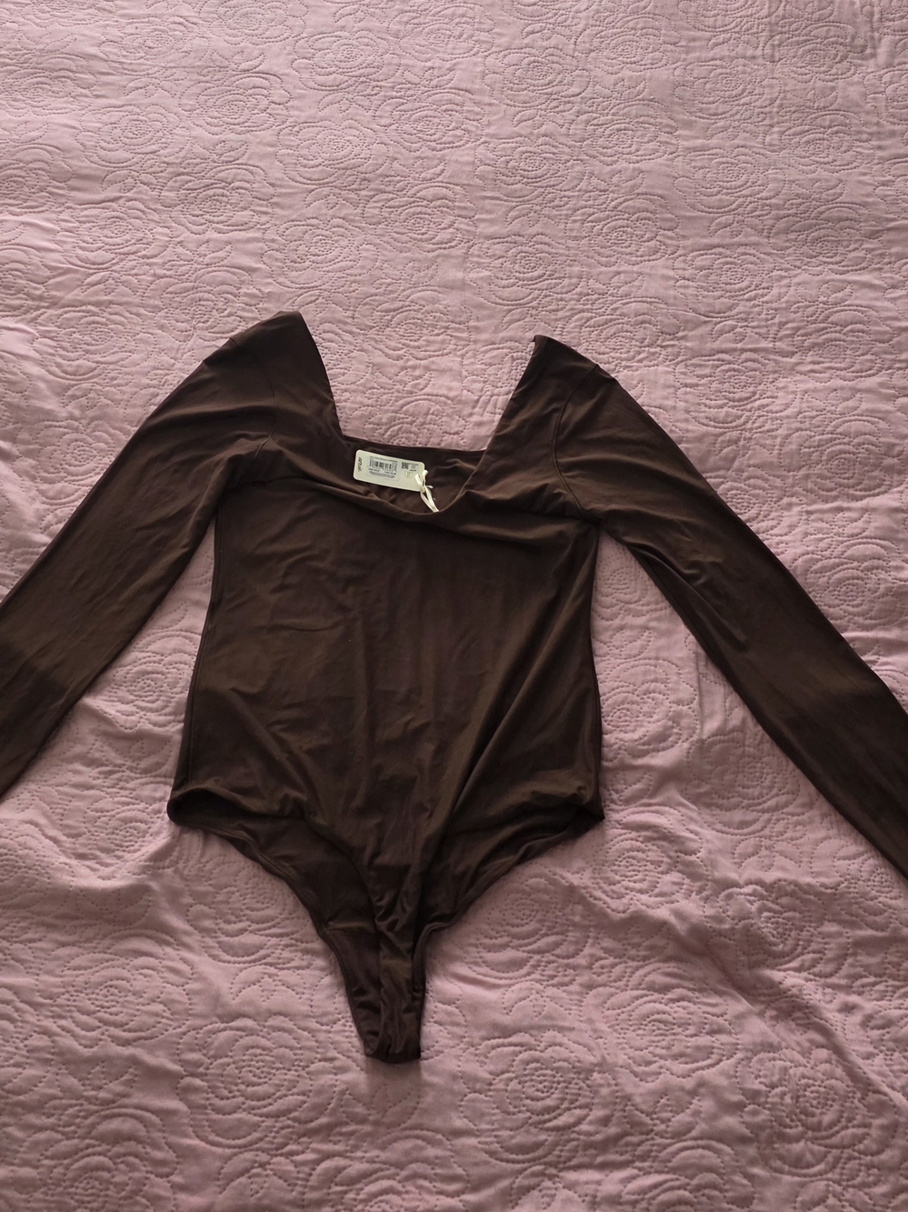 Aerie Maroon Top with Pink Quilted Detail - Picture 2 of 3